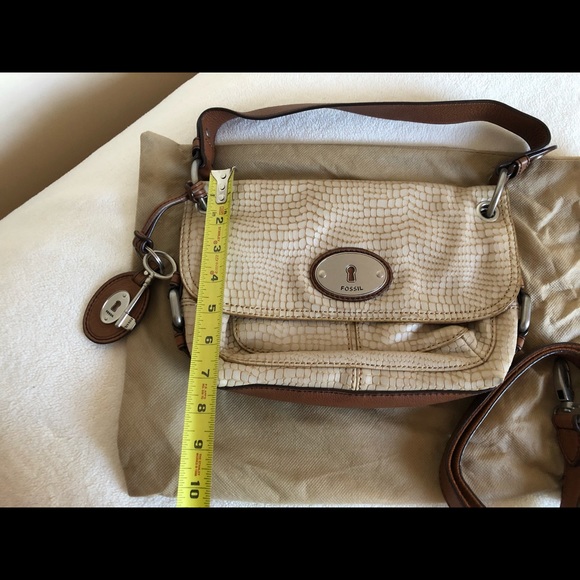 FOSSIL MADDOX SNAKE PRINT TAN/BROWN LEATHER 👜 - Picture 11 of 17